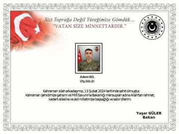 MSB: "Araç kazası sonucu bir asker şehit oldu"