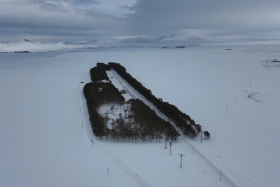Kars'ta tarihi istasyonda kış masalı