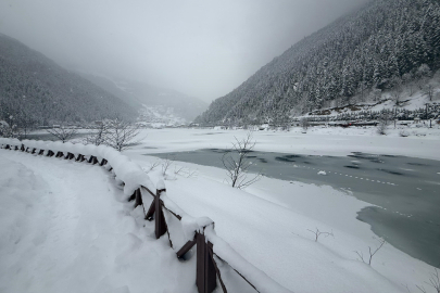 Uzungöl'de kar kalınlığı 1 metreyi aştı